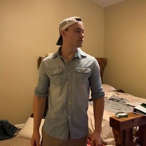 Light denim American eagle button down